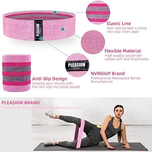 PLEASION Fitness Band Resistance Bands, Anti-Slip Resistance Loop Band Fabric Set Hip Legs Sports Elastic Spoil Band Training Band for Yoga Crossfit Gymnastics etc 4