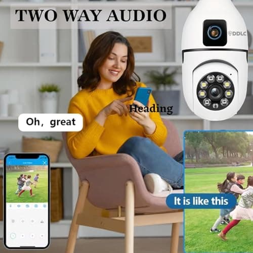 DDLC 4MP/8MP Dual Lens WiFi CCTV Camera for Home | 1080p Full HD | Night Vision | Motion Detection | Two Way Audio | Wireless Home Security Camera with Mobile App V380 Pro (Dual Lens Light Bulb) 5