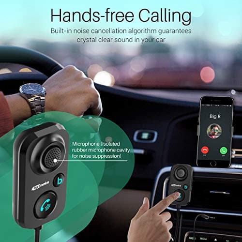 Portronics AUTO 12 in-Car Bluetooth Receiver for Handsfree Calling, Music System, Supports All Smartphones (Black) 4