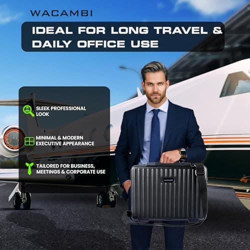 WACAMBI hard shell unbreakable polycarbonate briefcase for office 16 inch laptop bag for men & women office use |with padded compartment waterproof bag for files & documents storage 3