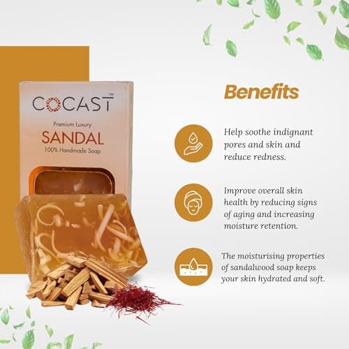 COCAST Premium Luxury Herbal Bathing Soap Bar | Neem, Sandal & Camphor | Handmade Herbal Soaps for Daily Cleansing | All Skin Types - 100g Pack of 3 4