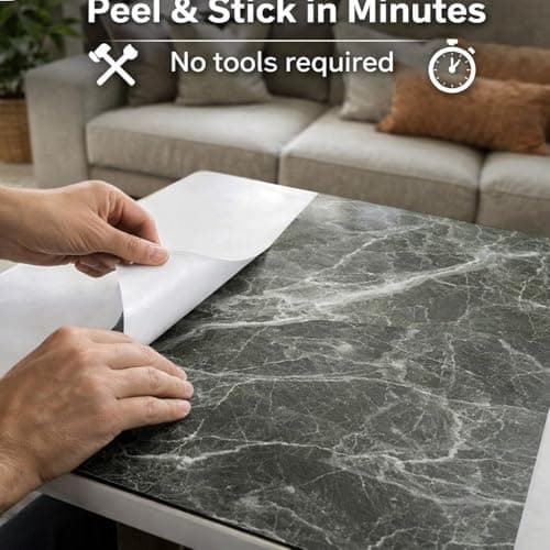 RIVUGJA Peel and Stick Marble Floor Tiles Self Adhesive Waterproof Vinyl Flooring Sheets Non Slip Tile Stickers for Kitchen Bathroom Living Room Home Decor Upgrade (10 pcs) 3