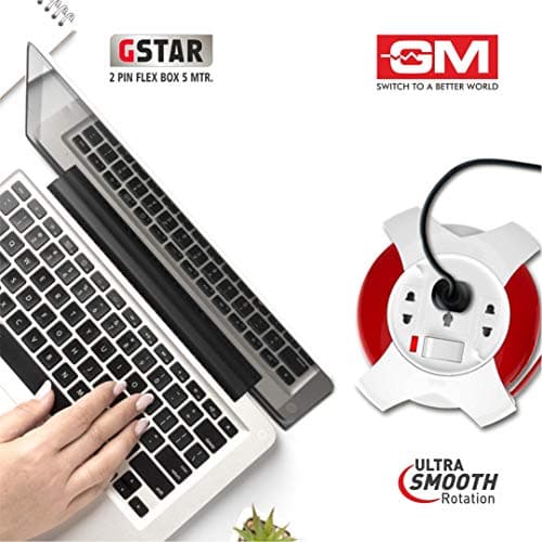 GM G‑Star 3042 – 3‑Socket 2‑Pin Extension Cord (5 m) with LED Indicator, International Sockets & Ultra‑Smooth Rotation 5