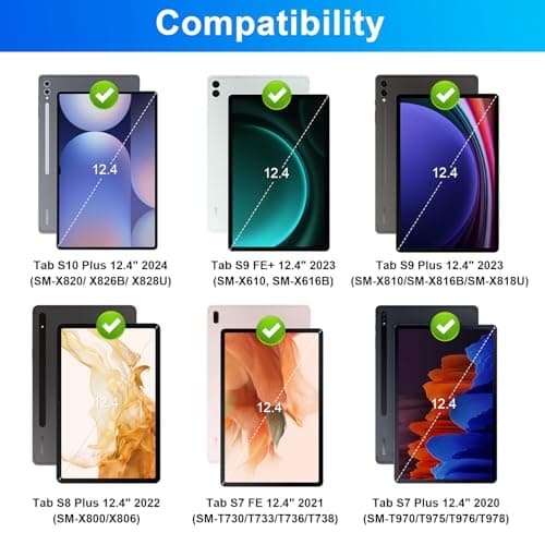 SOPPY 7 Colors Backlit Keyboard Case with Mouse for 12.4" Samsung Galaxy Tab S7 FE/S7 Plus/S8 Plus/S9 FE Plus/S9 Plus, Wireless Keyboard with Case & Pen Holder for Samsung Tab 12.4 Inch, Black 2