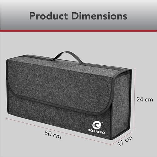 OCEANEVO Felt Car Boot Organizer, Car Trunk Organizer For Storage Of Accessories, Hardware Tools And Documents - 50 X 24 X 17 Cm - Dark Grey 2