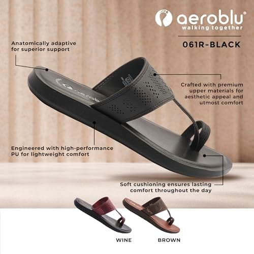 AEROBLU Kolhapuri Flat Toe Ring Slippers for Women| Cushioned Footbed | Anti Skid & Lightweight Slip-On Flats for Girls | Ideal for Ethnic, Party & Casual Wear 3