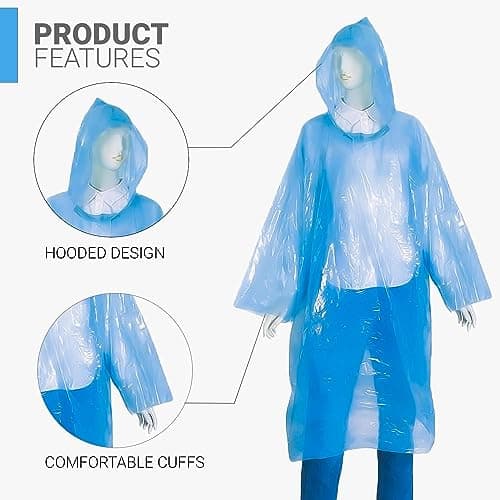 STP Limited Disposable Rain Poncho with Hood – Yellow, 1 Pack | Clear, Unisex, One Size Fits Most - Lightweight Waterproof for Travel, Camping, Outdoor Events – Emergency Rainwear for Men & Women 5