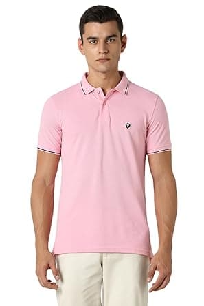 Van Heusen Men's Cotton Solid Regular Fit Collar Polo T-Shirt