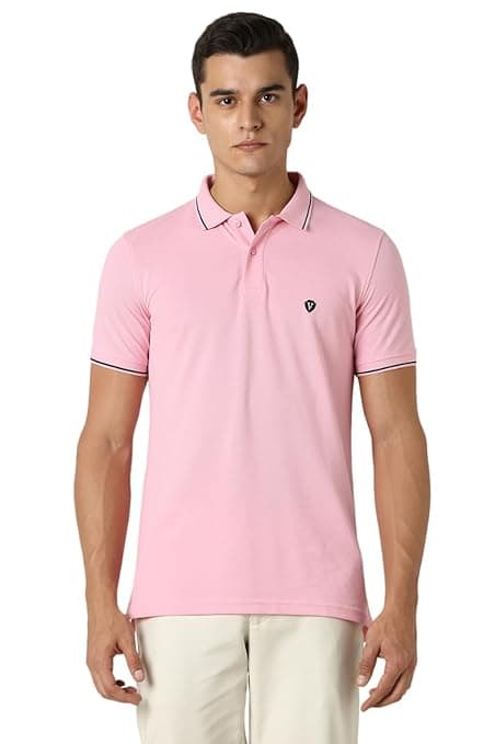 Van Heusen Men's Cotton Solid Regular Fit Collar Polo T-Shirt