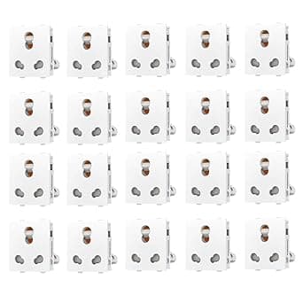 Dlite 6/16A 6 Pin Modular Electrical Multi Socket With Shutter, White Colour,Polycarbonate Body, Heavy Duty,Suitable for Home & Office Use (Pack of 20)