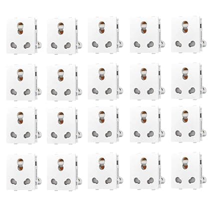 Dlite 6/16A 6 Pin Modular Electrical Multi Socket With Shutter, White Colour,Polycarbonate Body, Heavy Duty,Suitable for Home & Office Use (Pack of 20)