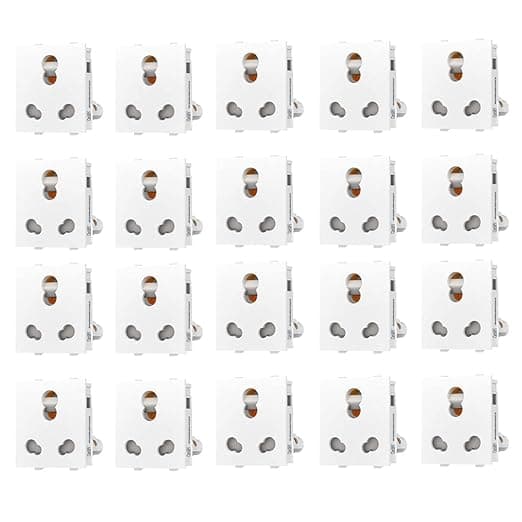 Dlite 6/16A 6 Pin Modular Electrical Multi Socket With Shutter, White Colour,Polycarbonate Body, Heavy Duty,Suitable for Home & Office Use (Pack of 20)