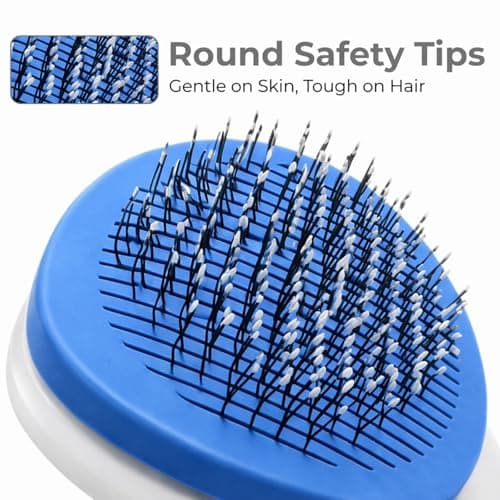 Petola Dog and Cat Hair Brush with Self-Cleaning Button – Pet Grooming Brush for Shedding and Massage with Soft Grip Handle and Beaded Bristles for Cats and Dogs, 6-Month Warranty - India 4