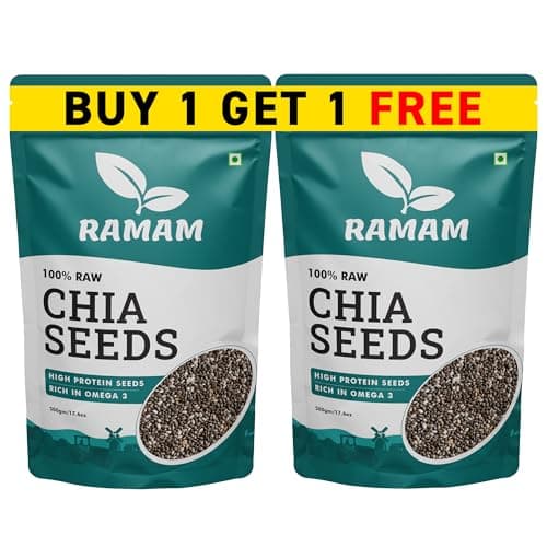 Ramam Chia seeds 1kg For Weight Management | Natural Chia Seeds for Eating - Rich in Omega 3| High Protein seeds | Gluten Free |Helps in Manage Cholesterol level & Blood Pressure - 500g(Pack of 2)