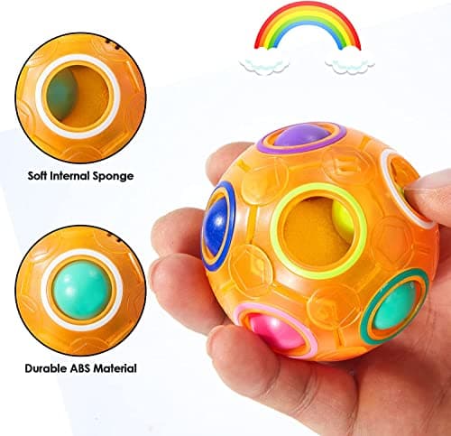ANAB GI Magic Rainbow Ball Sensory Puzzle, Brain Teaser, Fidget Toys Cube Game, Stress Reliever, Colour Matching Puzzle Game for Kids Teens and Adults Birthday Party, Christmas Gifts Pack 3