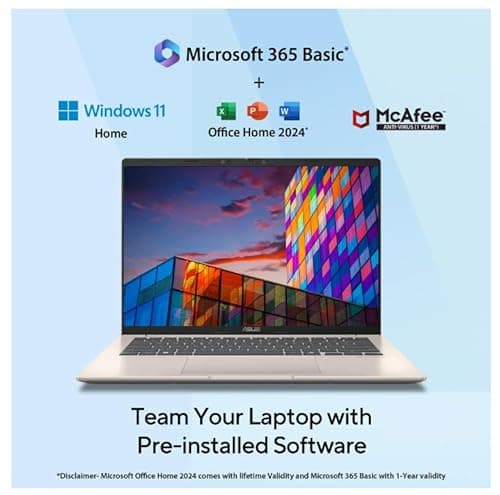ASUS Vivobook 14 (2026),Intel Core Ultra 5 225H, Intel iGPU,16GB RAM,1TB SSD,FHD+, 14"(35.5 cm),Windows 11,M365 Basic(1 Year)* Office 2024, Platinum Gold, 1.46 Kg, X1407CA-LY1581WS,Thin & Light Laptop 5