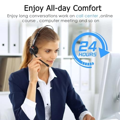 USB Plug Call Center Corded Noise Cancelling Headset with Microphone, Double Ear (Dual) Headset with Mic for Laptop/Desktop Computer - Black 5