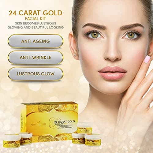Herbaltree 24 Carat Gold Facial kit For Anti-Ageing, Radiance & Instant Glow with Gold Dust & Vitamin E for Brighter Skin | Suitable for Women & Men (525 gm +5 ml) 2