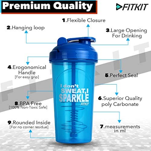 Fitkit Plastic Classic Bottle Shaker 700 Ml Blue, Set of 1 3