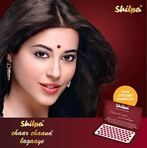 Shilpa Vive Sticker Kumkum Bindi (Box Contains 15 Packs) (6, Deep Red)