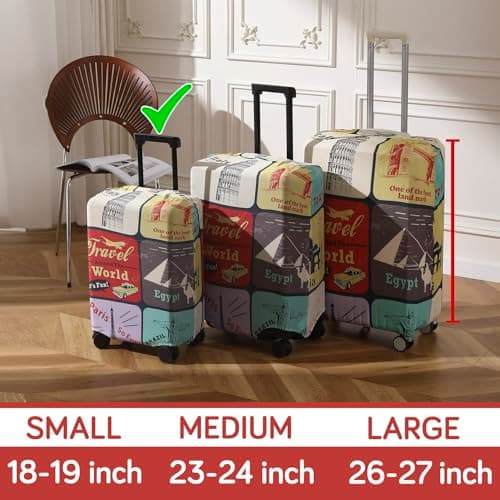 HOKIPO Suitcase Covers for Trolley Suitcase, 180gsm Durable and Washable, Small (18-19inch), Multicolor Travel World (AR-5183-D2) 3