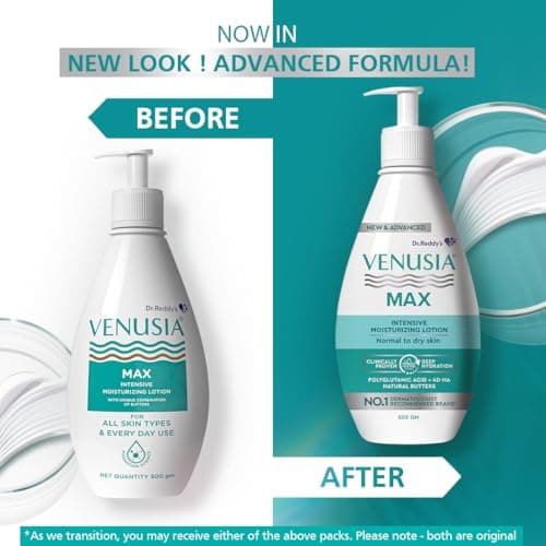 Dr. Reddy's Venusia Max Intensive Moisturizing Lotion | Enriched with 4D Hyaluronic Acid & Polyglutamic Acid | Clinically Proven Deep Penetration for Long lasting hydration | For Face & Body | Moistur 3
