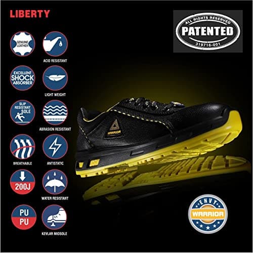 Liberty Warrior Envy Earth Popcorn Safety Shoes for Man Light weight | Steel Toe | Antislip & Water Resistant | Antistatic & Abrasion Resistance | Yellow | Size 9 UK 2