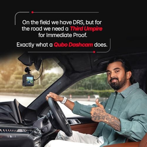 Qubo Car Dashcam Pro 2.7K | Dual Channel | Hero Group | NightPulse Vision | 5MP QHD+ Front Wide 2MP FHD Rear | G-Sensor | 2" LCD | Built-in GPS, Wi-Fi, Mic | App | Up to 1TB Storage| Made in India 3