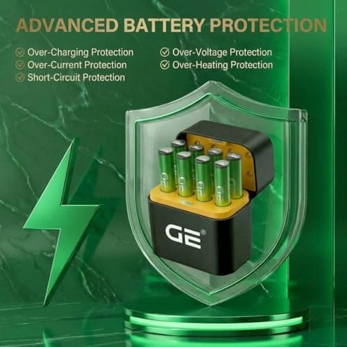 GE® AA Rechargeable Batteries (Lithium 1.5V - 2500 mWh) - New Launch in 2026 | Fast Charge Mode (Direct USB‑C + Wireless) | Pack of 8 Batteries | 10 Years of Life and 1,500+ recharges 4