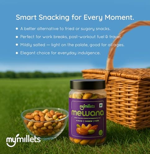 mymillets Dry Fruits Mix 200g Roasted Salted Almonds Cashews Pistachios | Premium Mixed Nuts Protein Rich Healthy Snack Jar | Crunchy Nut Combo Energy Food Travel Office Gifting 5