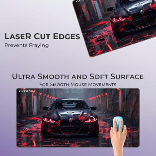 ON TREND Extended Gaming Mouse Pad, Large Desk Mat with Non-Slip Rubber Base, Smooth Control Surface, 23 x 11 Inch (Car) 4