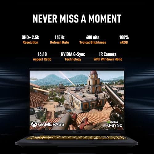 ASUS TUF F16,14th Gen,Intel Core i7 14650HX,Gaming Laptop(RTX 5070-8GB/115W TGP/32GB/1TB /2.5K QHD+/16"/165Hz/90WHrs/Windows 11/M365 Basic (1Year)*/Office Home 2024/Jaeger Gray/2.2 Kg)FX688JPR-QT043WS 4