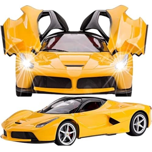 Umadiya® Rechargeable Remote Control Sports Car with Openable Doors Rc Car with Led Lights for Kids Super Sports Car High Speed Rc Car Toy Big Size 3-10 Years Old (Yellow) 2