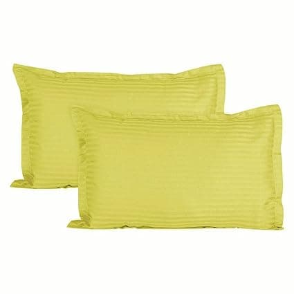 Trance Home Linen 200 TC 100% Cotton Small Size 17x25 inch Satin Stripe Pillow Covers | Pillow Cases | Set of 2 Piece Pillow Covers only |Small Size (Canary Yellow, 17 X 25 inch)