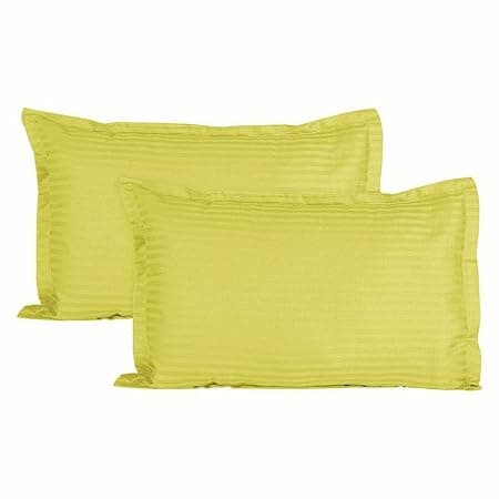 Trance Home Linen 200 TC 100% Cotton Small Size 17x25 inch Satin Stripe Pillow Covers | Pillow Cases | Set of 2 Piece Pillow Covers only |Small Size (Canary Yellow, 17 X 25 inch)