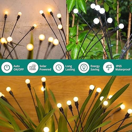 TECH LOGO ELECTRONICS Outside solar Garden 8LED Light Outdoor Home Waterproof Plant Lights for Balcony Terrace Pots, Acrylonitrile Butadiene Styrene-warm yellow (1) 4