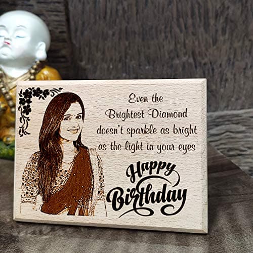 Incredible Gifts India Personalized Wooden Happy Birthday Frame for girlfriend (10 X 8 Inch) Rectangular, Wall Mount 5