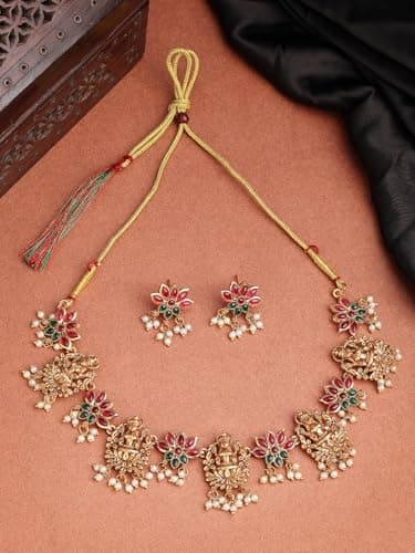 Shining Diva Fashion Necklace Jewellery Set for Women Traditional Latest Stylish Design Fancy Temple (rrsd17036s) 4