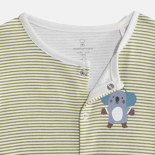 Mothercare Unisex Cozy Animals Printed Short Sleeve Rompers - Brown 3