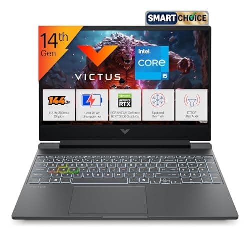 HP Smartchoice Victus, 14th Gen Intel Core i5-14450HX, 6GB RTX 3050, 24GB DDR5(Upgradeable) 512GB SSD, 144Hz, 300 nits, 15.6''/39.6cm, Win11, Office 24, Mica Silver, 2.3kg, fa2303/15tx, Gaming Laptop
