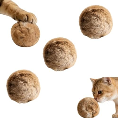 GODSDWARES 3PCS Rabbit Fur Cat Toy, Cat Balls, for Persian 3Pcs Soft Fluffy Catnip Pom Set for Indoor Felines ﻿