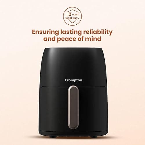 Crompton Ameo 4.2L Digital Air Fryer | 1400W Quick Fry Technology | Oil-Free Healthy Cooking | Super Helix Heating Element | Digital Display with Indian Preset Menus | Black (Without Window Display) 6