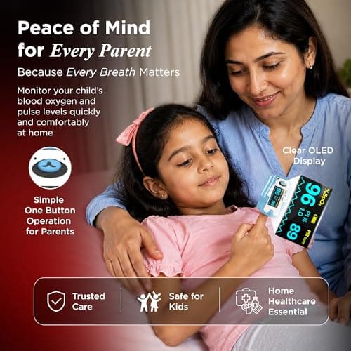 Dr Trust Paediatric Finger Tip Pulse Oximeter for kids Sp02 check (Blue) 212 3