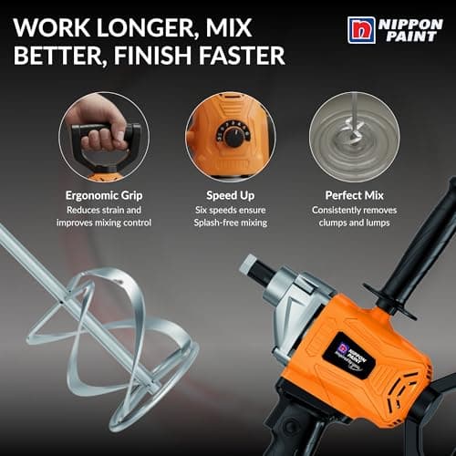 Nippon Paint Sumo Star Economy Putty Mixer | 800W Professional Mixing Tool | Variable Speed 0-630 RPM, 220-240V| for Paint, Mortar, Plaster & Adhesive | Heavy Duty Construction Mixer 3