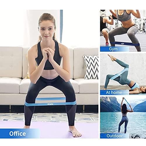 MVYNO XFYT Resistance Fitness Exercise Loop Bands for Yoga Pilates Gym | Stretchable , Anti Slip , Anti-Skid , Odour Free Workout Therapy Band for abs Upper Body Legs Health Workouts (Set of 5, Blue), 4