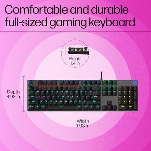HP GK400F Mechanical Gaming Keyboard,dust & Spill Resistant,RGB Backlit Keys,Metal Panel,Full-Sized Keyboard Design 2