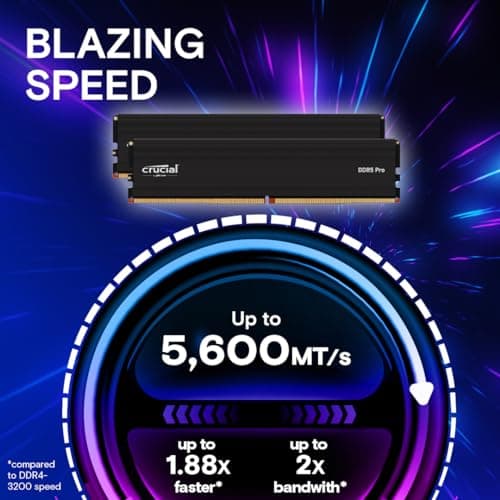 Crucial Pro RAM 64GB Kit (2x32GB) DDR5 5600MT/s (or 5200MT/s or 4800MT/s) Desktop Memory CP2K32G56C46U5 2
