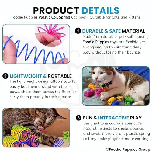 Foodie Puppies Interactive Plastic Coil Spring Cat Toys (Pack of 5) for Cats & Kittens | Colorful, Flexible Toys for Indoor Play, Perfect for Swatting, Biting, Chasing & Exercise 3