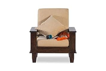 Sheesham Wood, Warm Chestnut Finish 1 Seater Sofa Set for Office & Lounge (Brown)