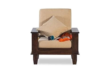 Sheesham Wood, Warm Chestnut Finish 1 Seater Sofa Set for Office & Lounge (Brown)